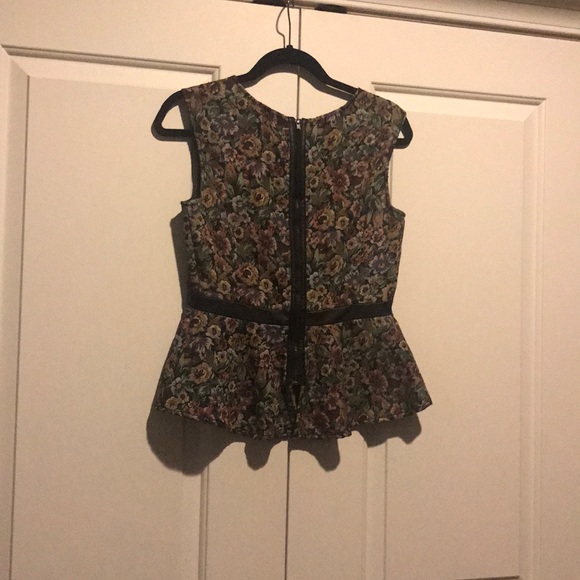 BCBG peplum sleeveless top with leather detail - Picture 3 of 3